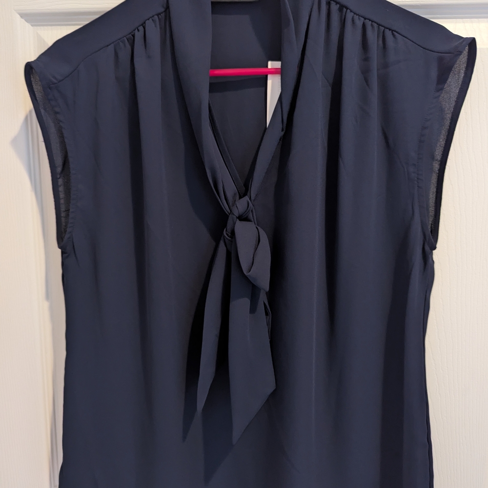 Elegant Navy Sleeveless Blouse